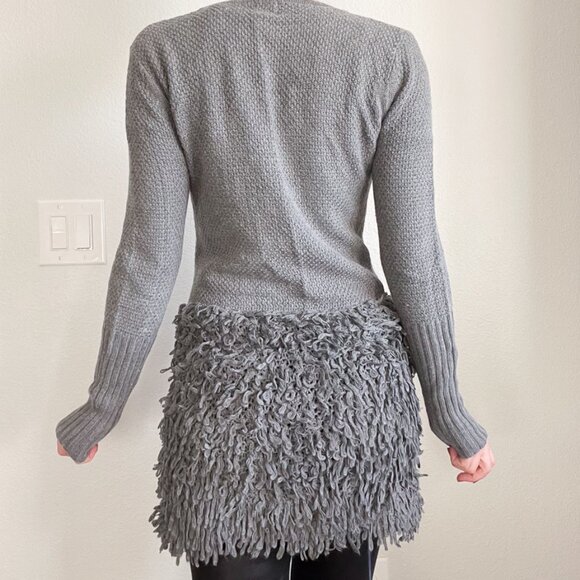 Vintage Gray Fuzzy Sweater Coat by Twg (Size S) - Picture 2 of 7